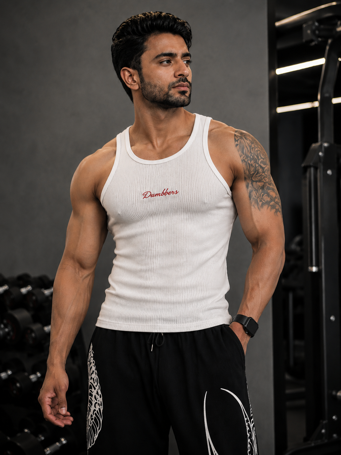 Dumbbers Ribbed Vest - White