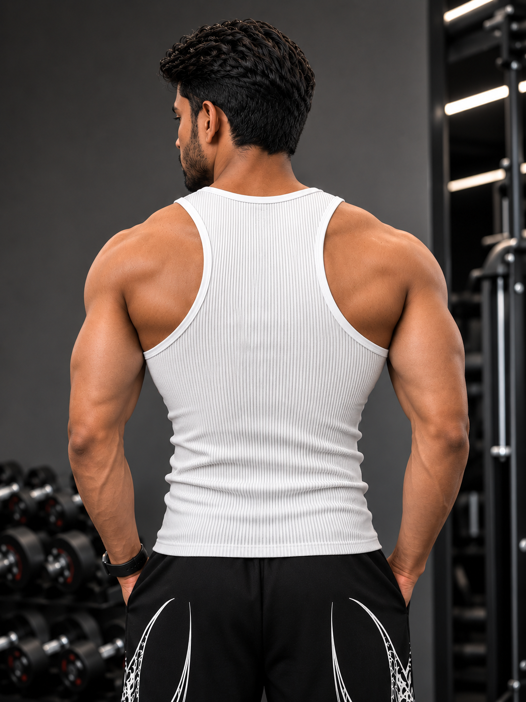Dumbbers Ribbed Vest - White