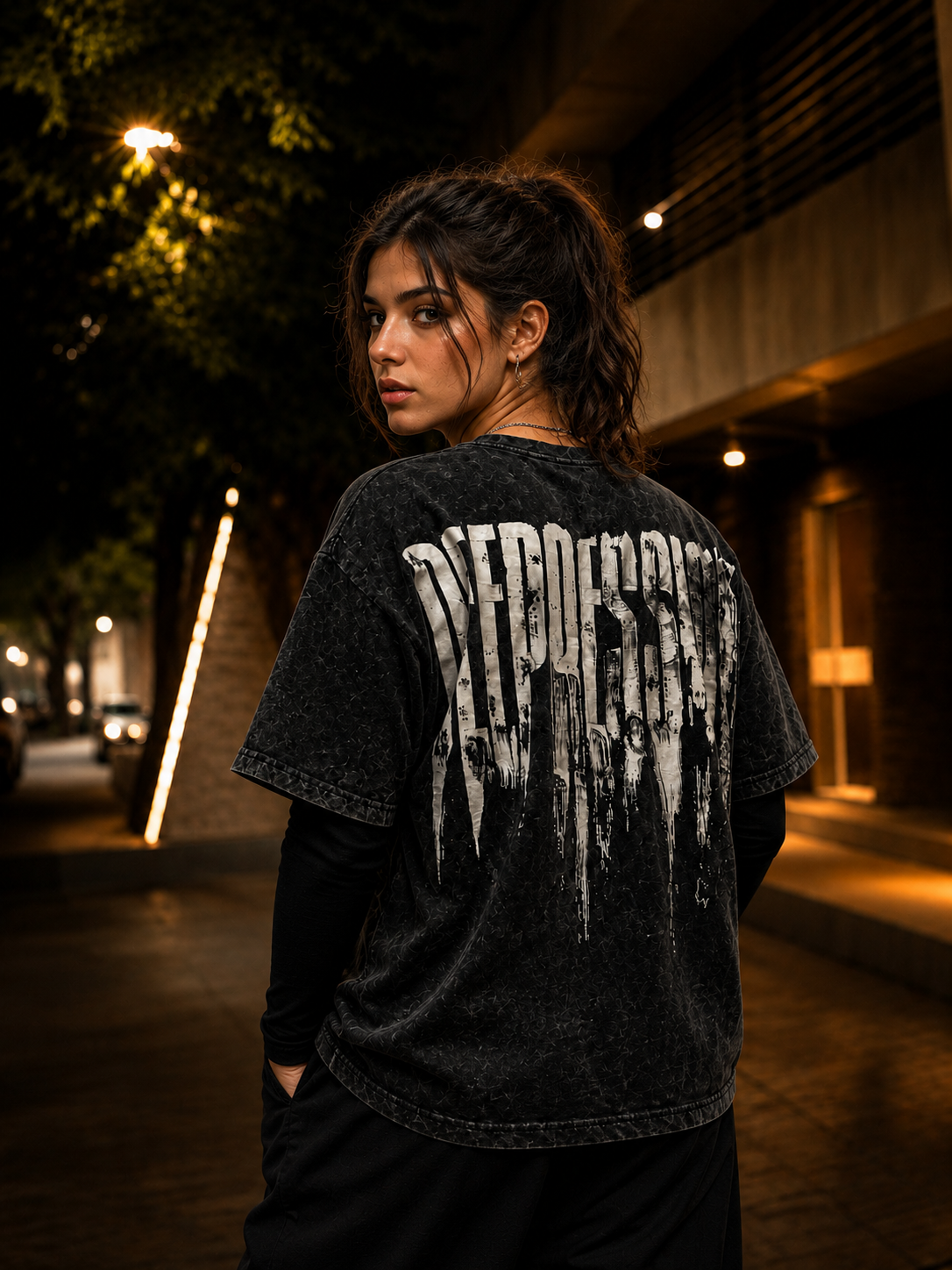 Depression Ashmark Acid Wash T-Shirt - Black