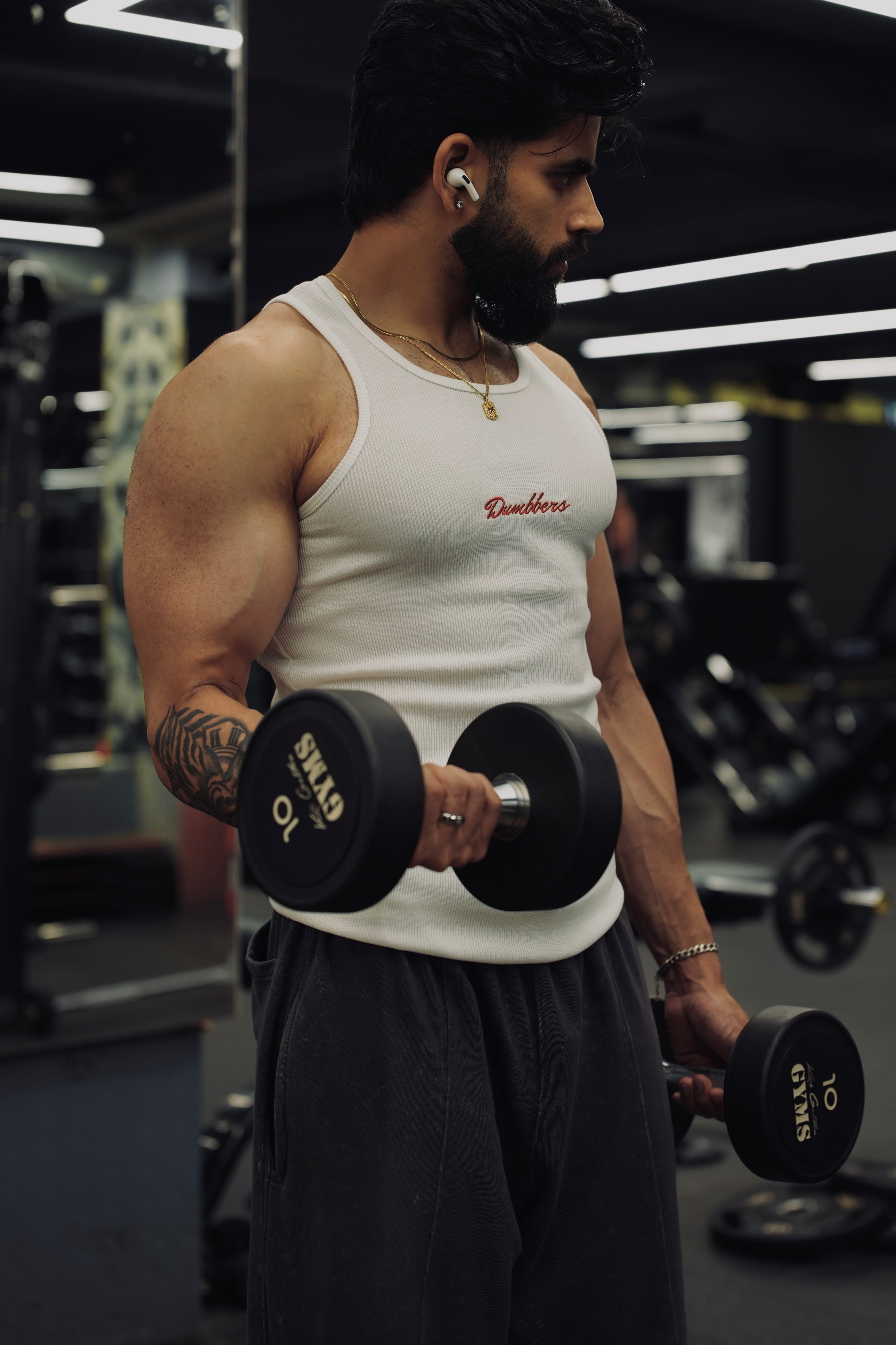 Dumbbers Ribbed Vest - White