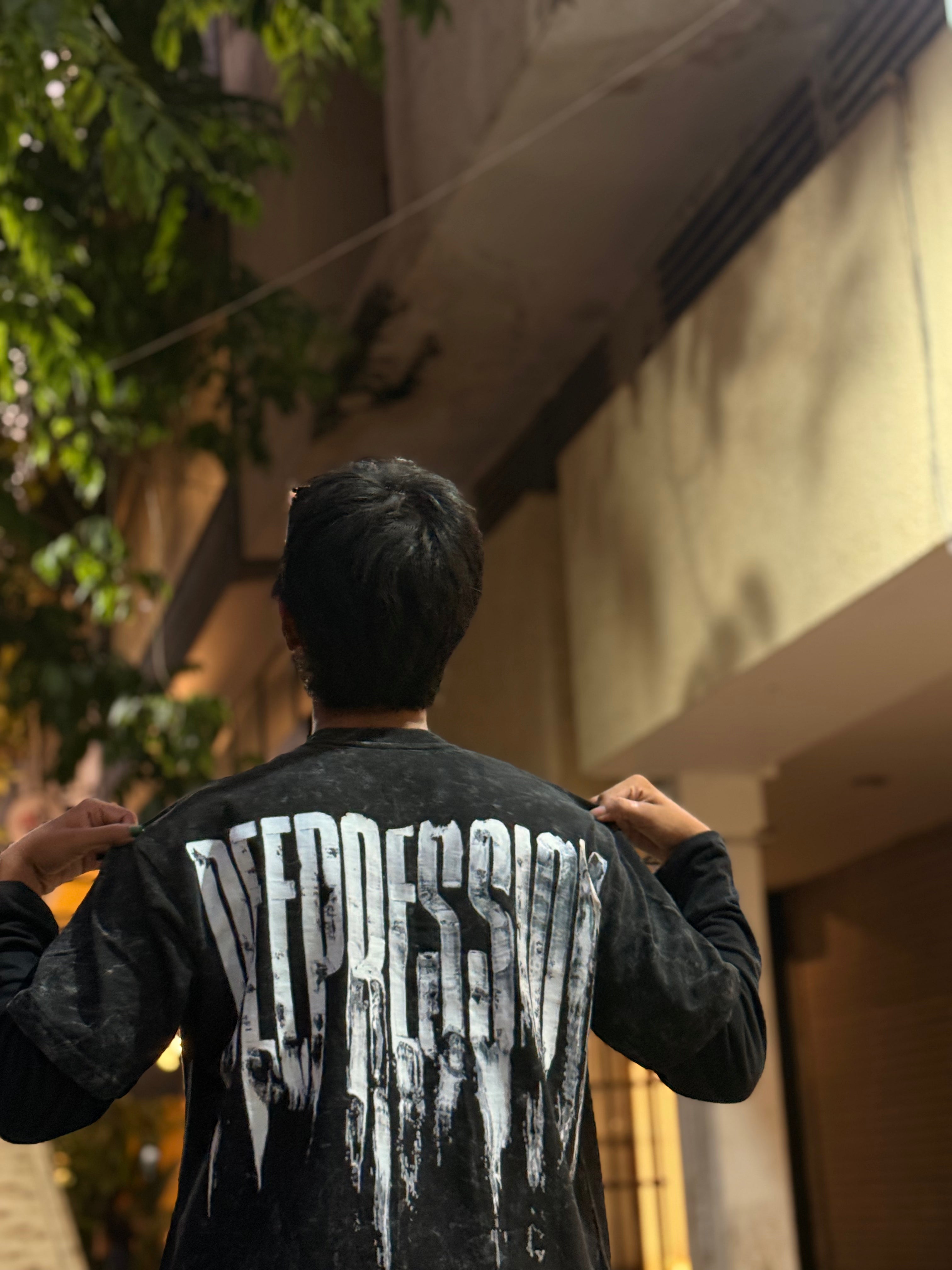 Depression Ashmark Acid Wash T-Shirt - Black